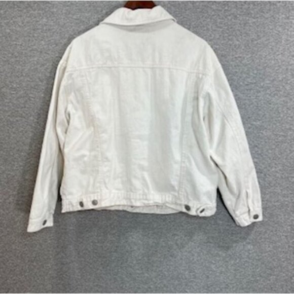 Aeropostale Womens Jeans Jacket Size Large Off White Denim Boyfriend Fit Cotton - Picture 15 of 15